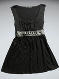 Black Long Belt Detail Dress Top (S)