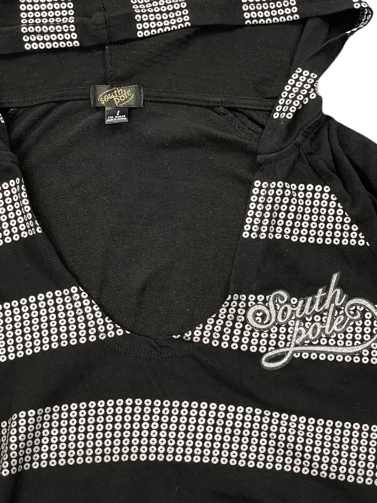 Black Striped Studded Hoodie Top (L)