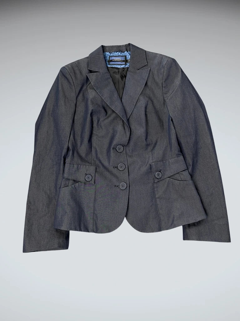 Navy Blue Tailored Blazer with Structured Silhouette (M)