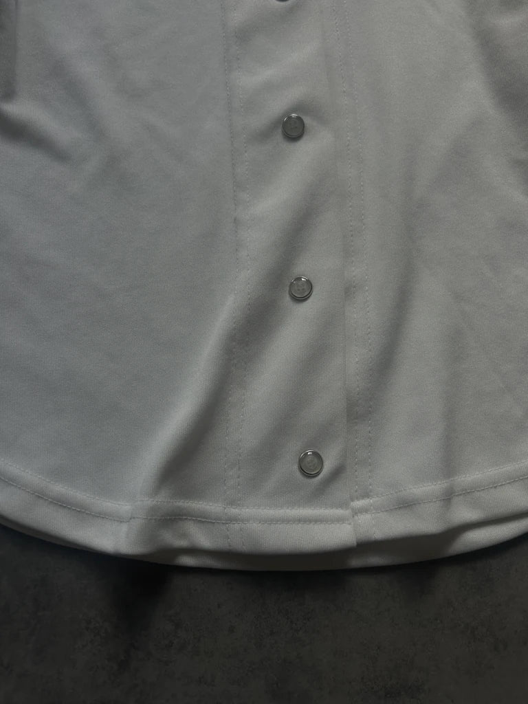 White stretchy button up