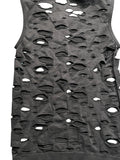 Black Distressed Sleeveless Punk Top (S)