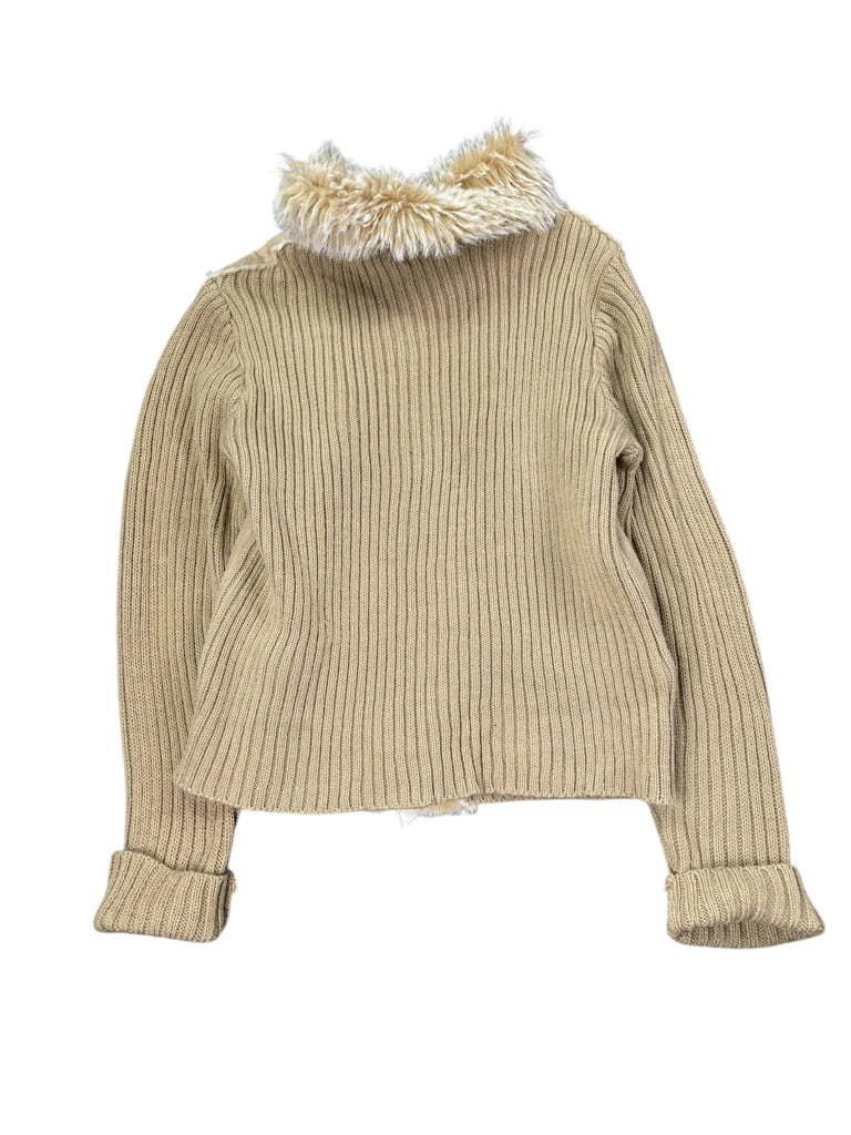 Say What Faux Fur Collar Beige Jacket (L)