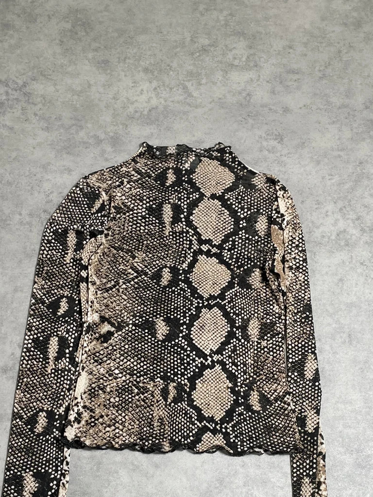 snake mesh long sleeve top (M)