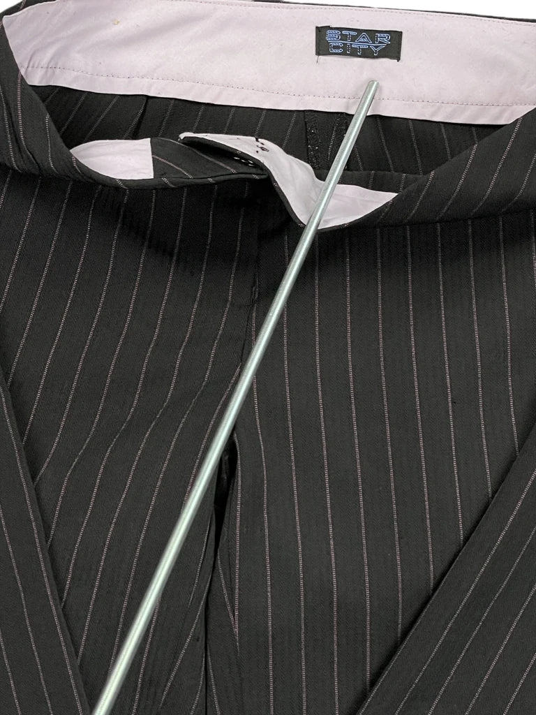 Black Pinstripe Flared Suit Trousers (S)