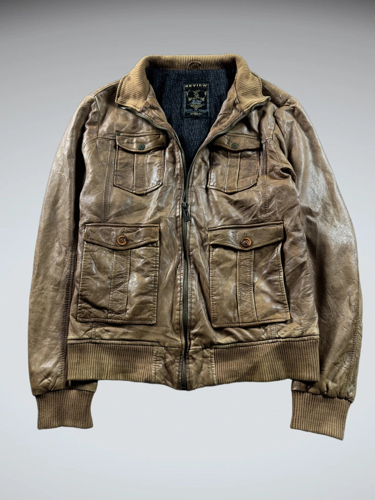 Review Brown Vintage Leather Jacket (L)