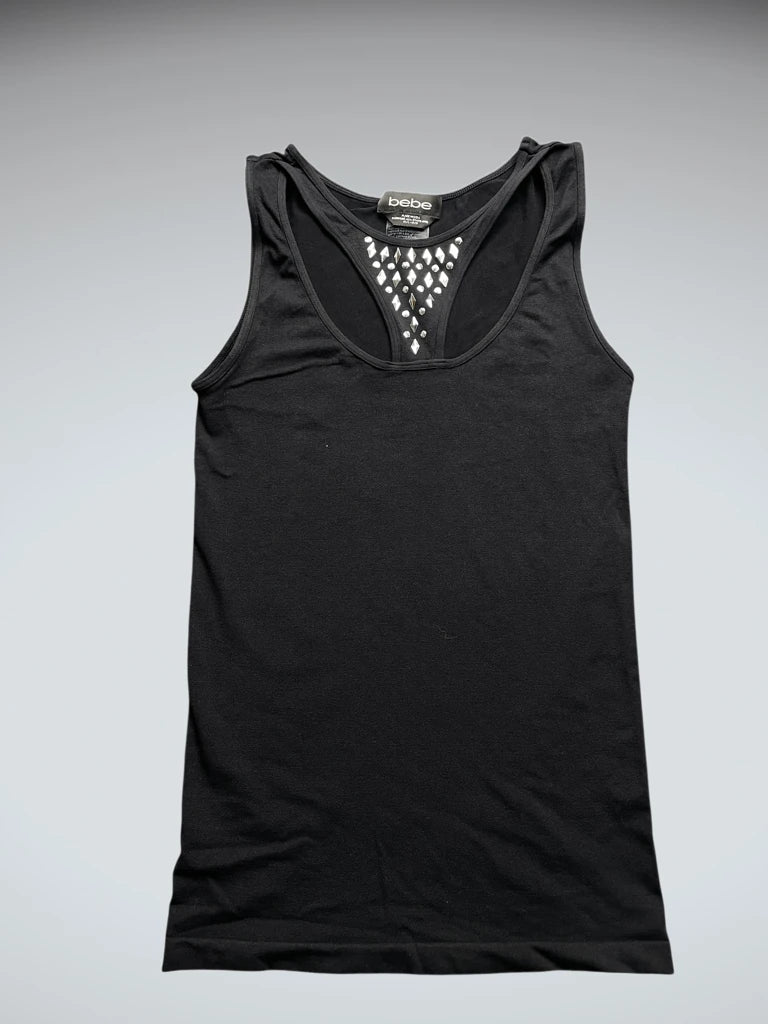 Black Rhinestone Detail Tank Top (M)