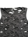 Black Distressed Sleeveless Punk Top (S)