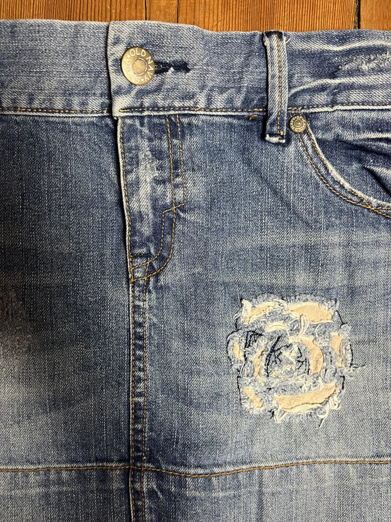 Blue Denim Skirt with Patch
