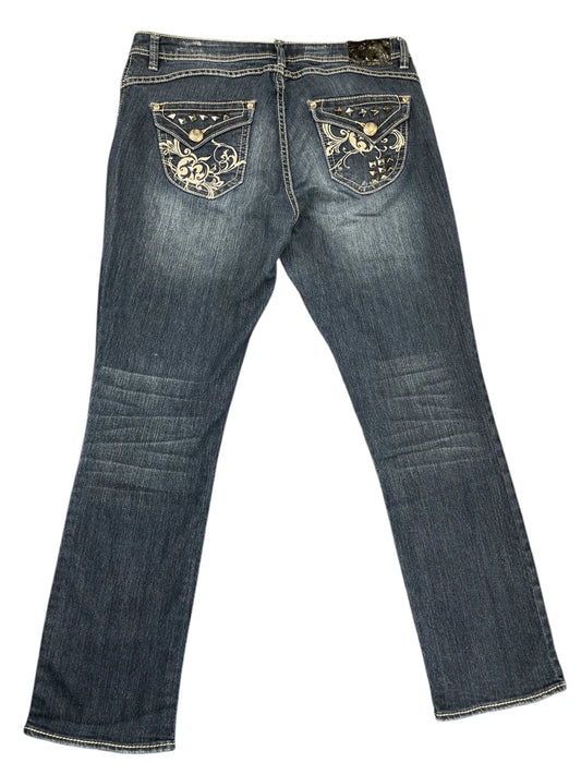 Dark Wash Straight-Leg Jeans with Subtle Distressing (XL)