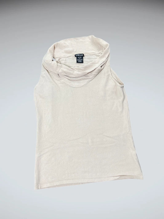 Ivory High Neck Minimalist Top (M)