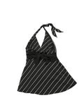 Black Striped Halter Dress Top (XXS)