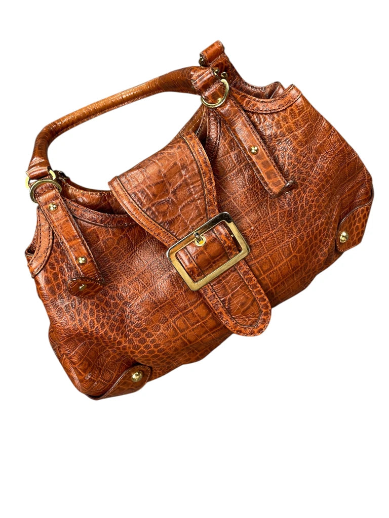 Brown Croc Effect Buckle Detail Bag (ONESIZE)