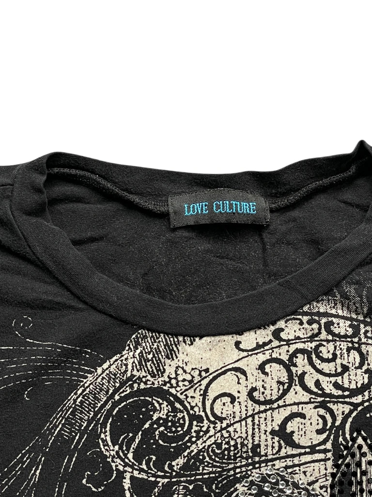 Y2K Black Graphic Wing Print Tee (S)