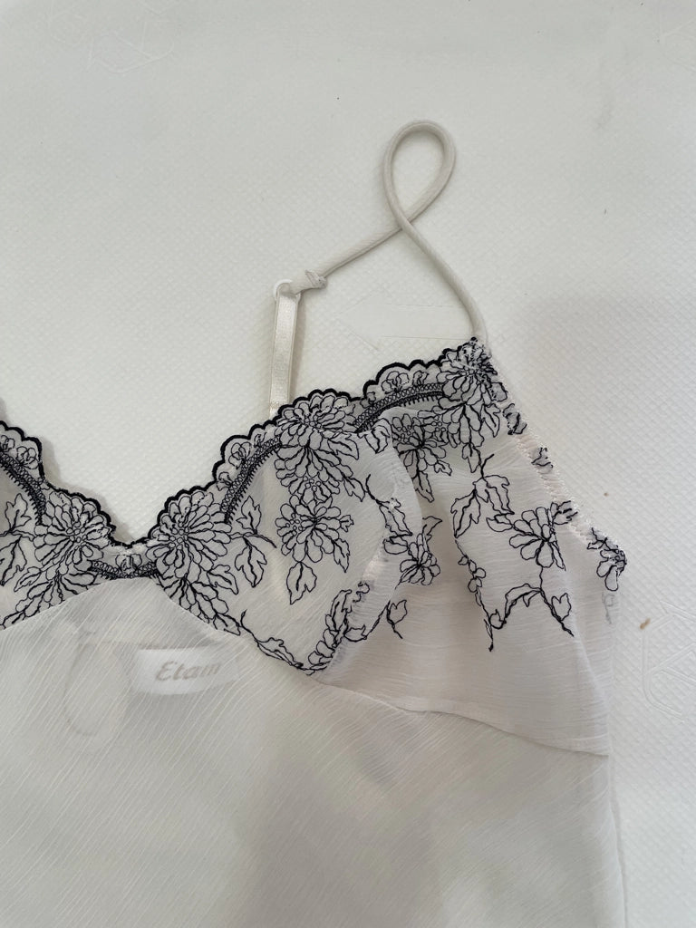 Sheer Ethereal Floral Embroidery Camisole Top Vintage Chic (XL)