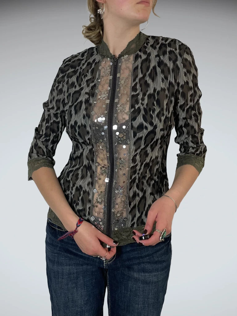 Jacket with leopard print