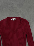 red v neck jumper