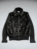 Vintage Black Faux Fur Jacket Women (M)