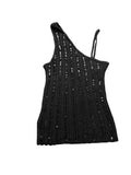 Black One-Shoulder Sequin Knit Top (L)