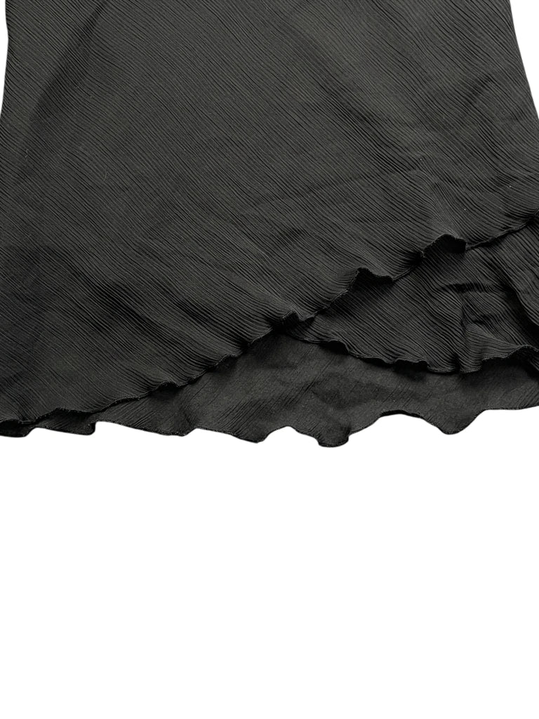 Black Draped Neck Floral Print Top (S)
