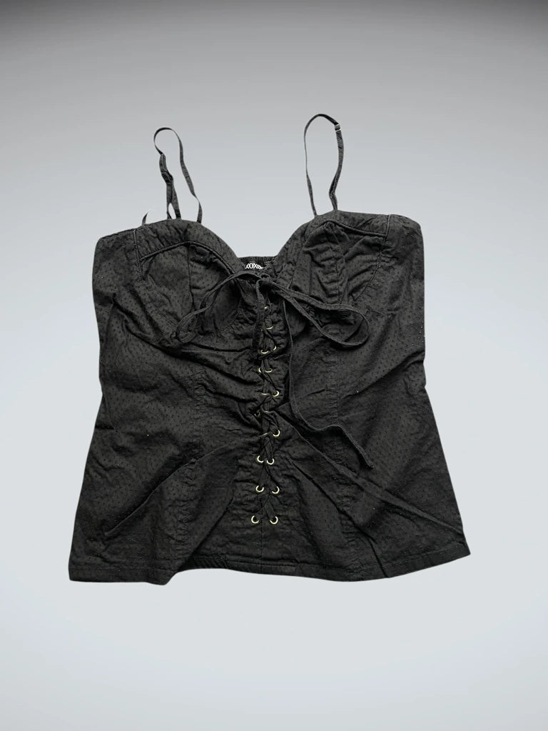Black Lace-Up Corset Cami (L)
