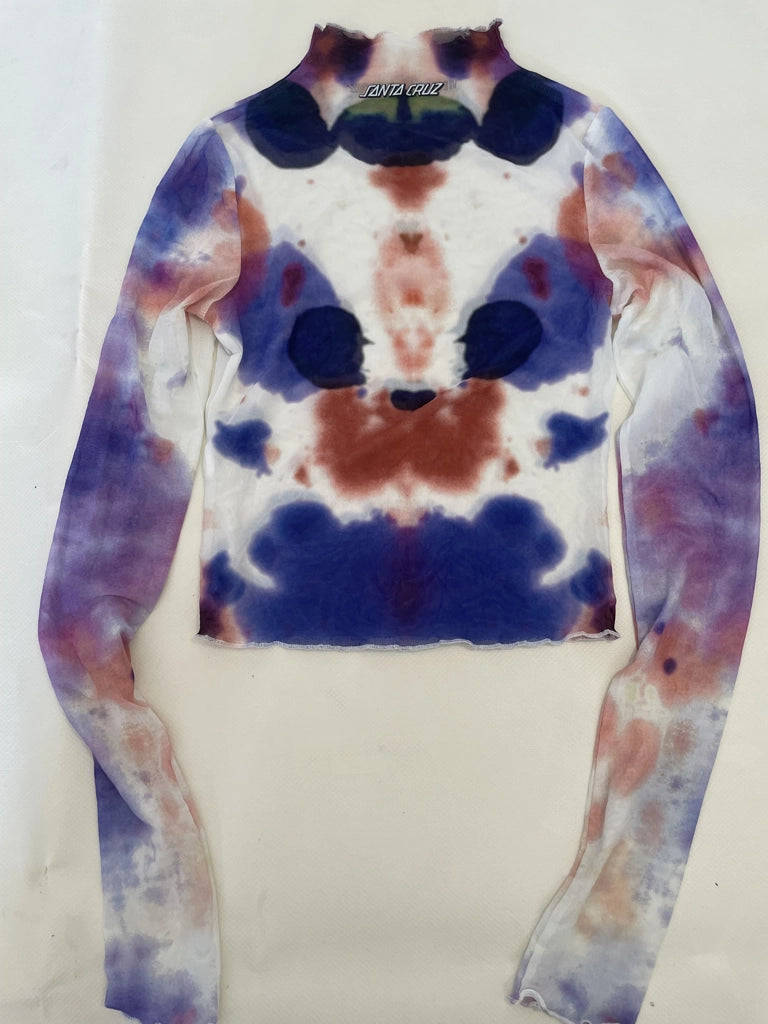 Tie-Dye Sheer Mesh Longsleeve Top (S)