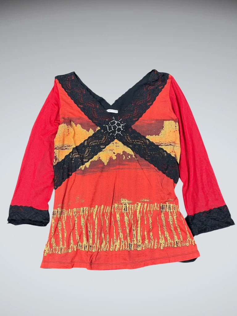 Art Teas red dress top (M)