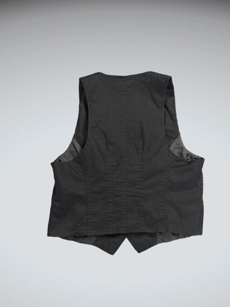 Sleek Black Tailored Retro Vest (L)