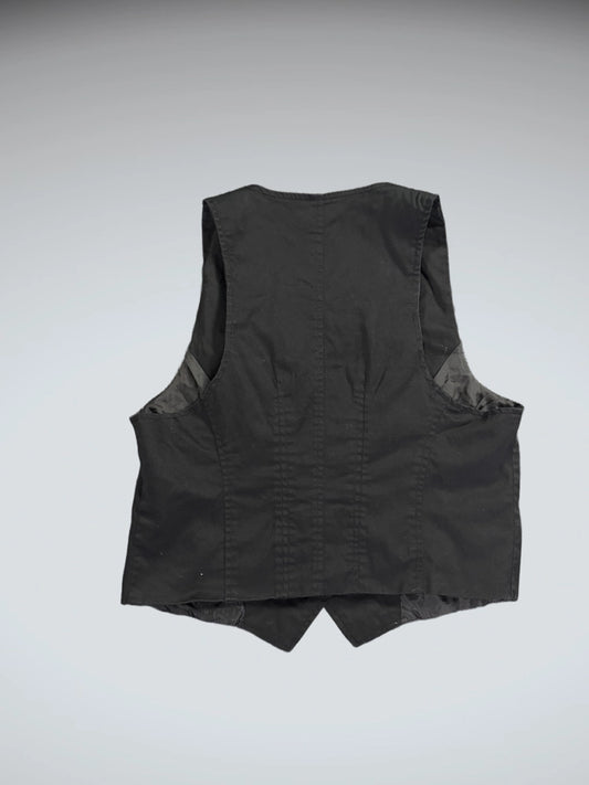 Sleek Black Tailored Retro Vest (L)