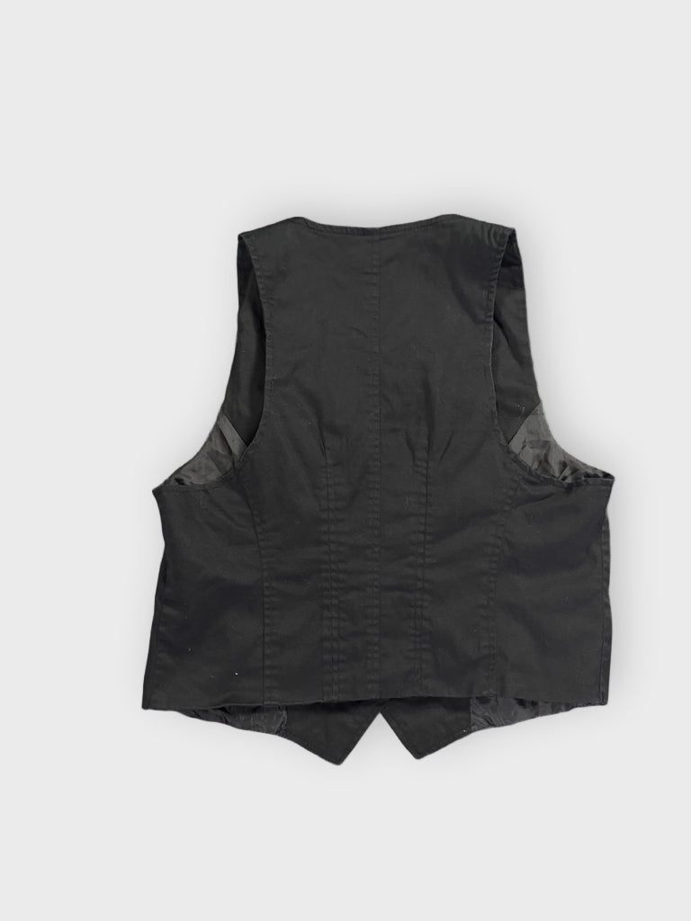 Sleek Black Tailored Retro Vest (L)
