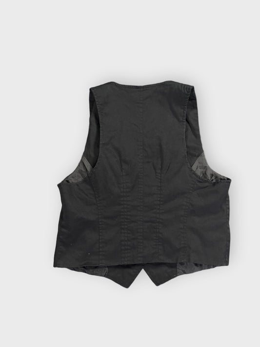 Sleek Black Tailored Retro Vest (L)