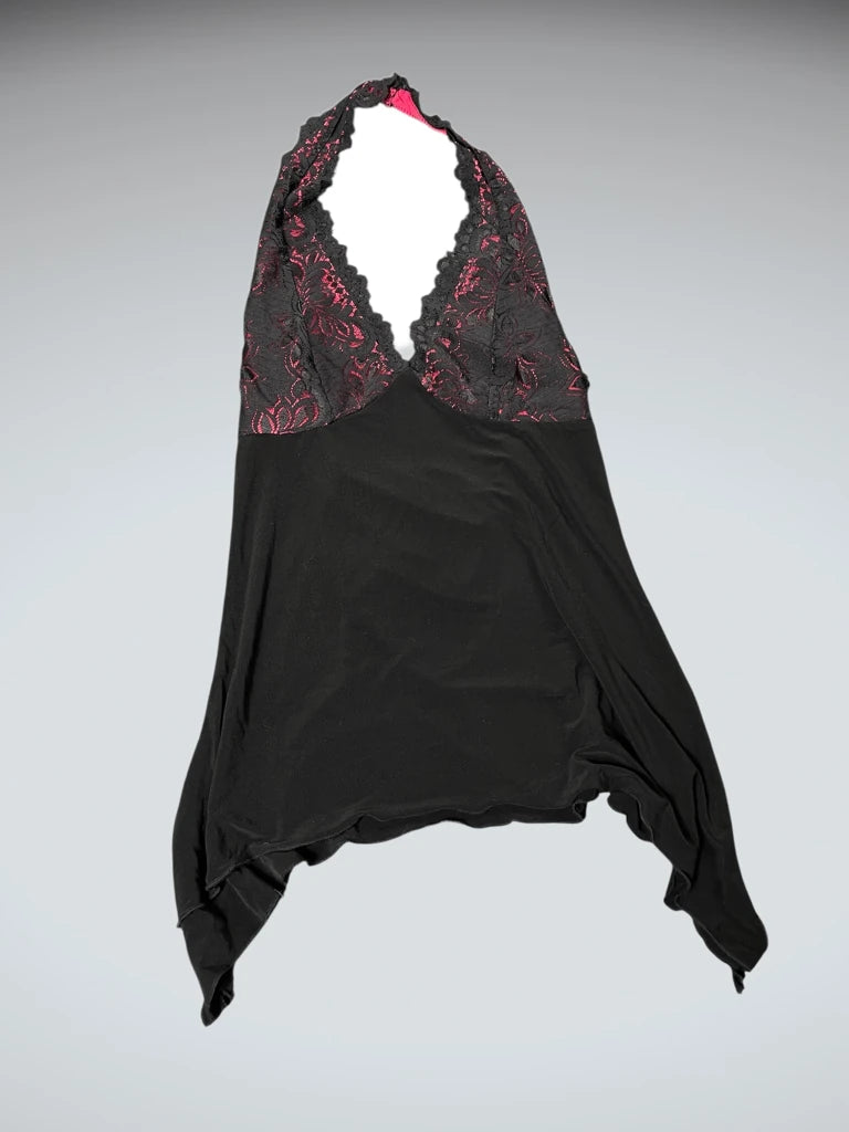 Black Pink Lace Dessous Top (L)