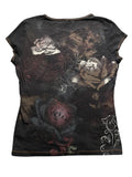 Black Y2K Gothic Print Top (M)