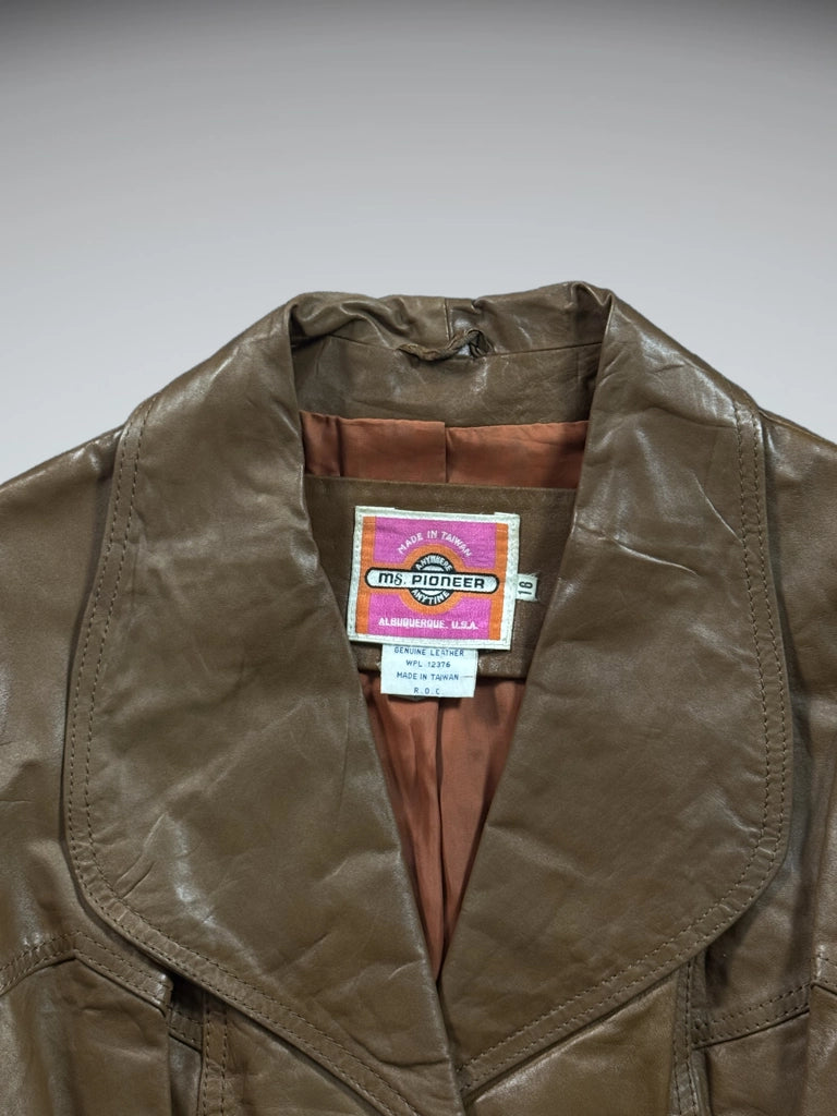 Ms Pionerr Brown Genuine Leather Coat (L)