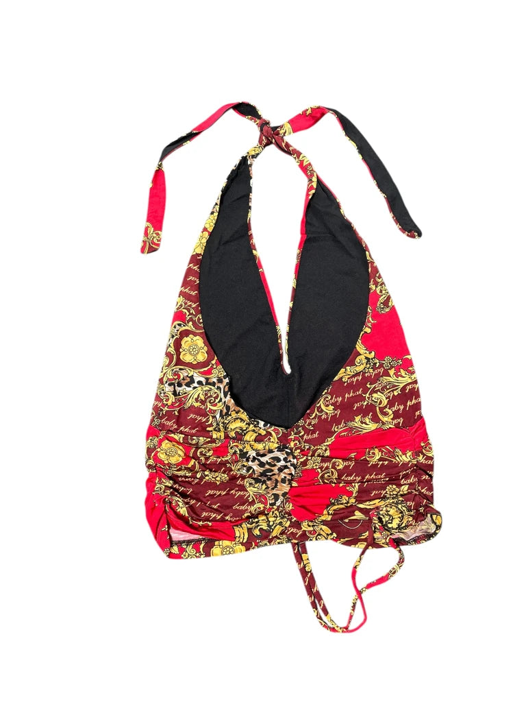 red baroque halterneck top (XL)