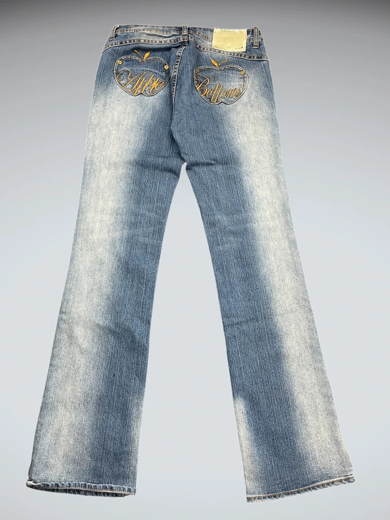 Light Blue Bootcut Jeans with Embroidered Apple Logo (L)