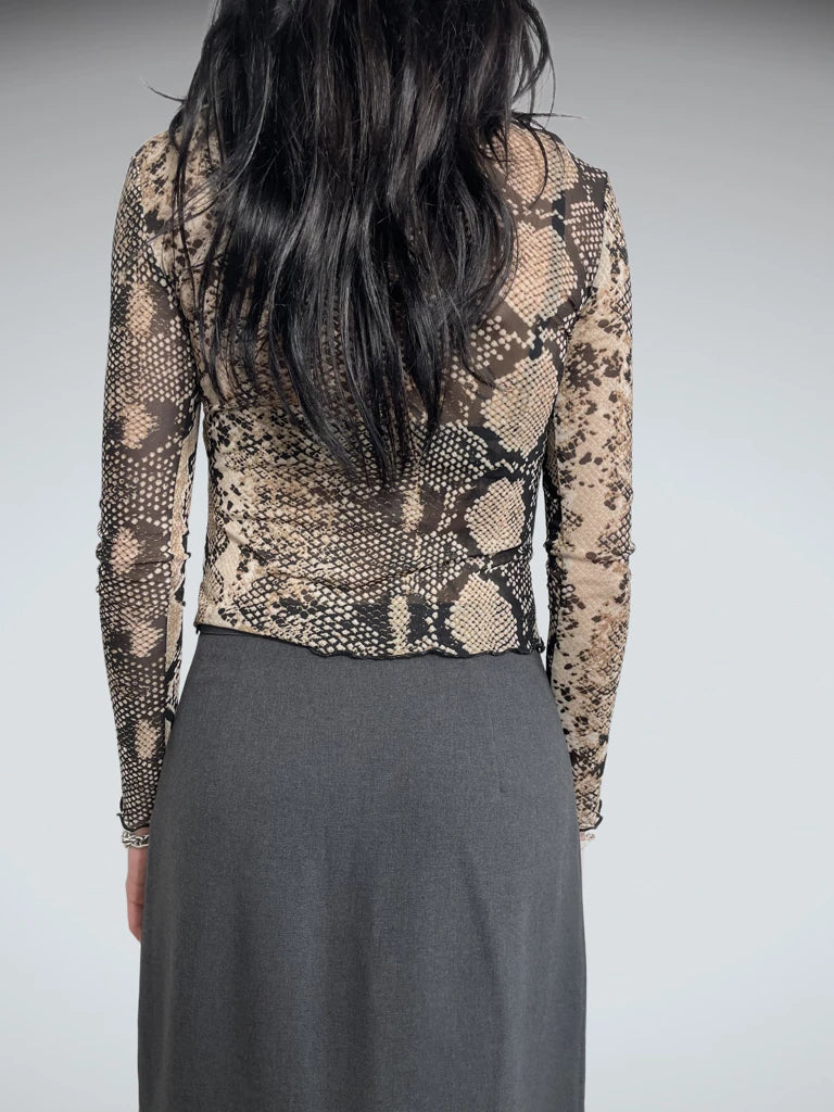 snake mesh long sleeve top (M)