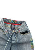 Light Blue Wide-Leg Jeans with Rainbow Logo (XS)