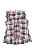 Pink Check Blouse mit Spitze (L)