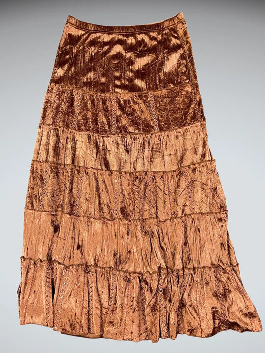 Shimmering bronze midi skirt by Lauri (M)