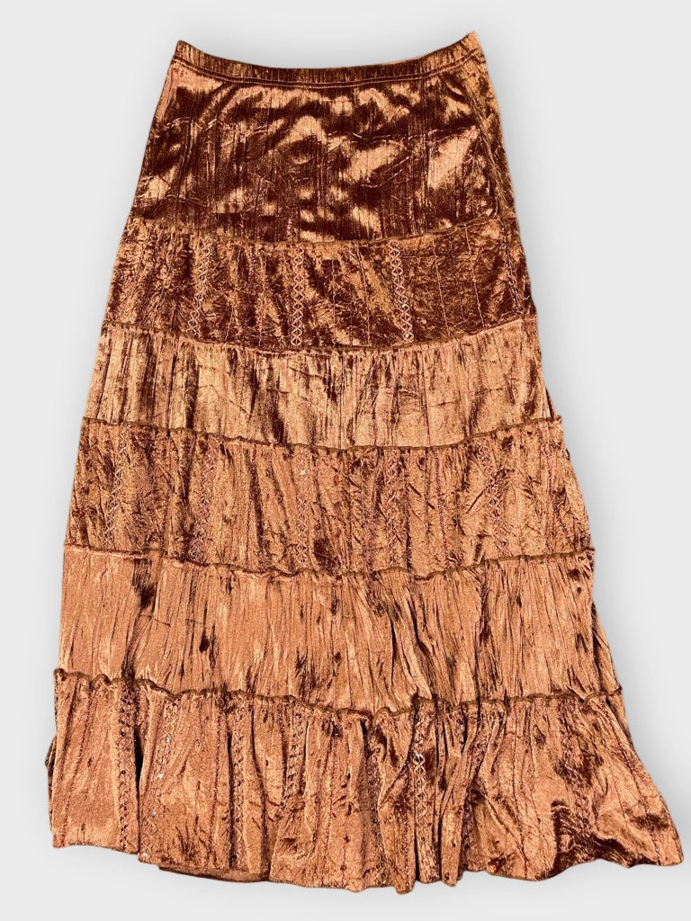 Shimmering bronze midi skirt by Lauri (M)