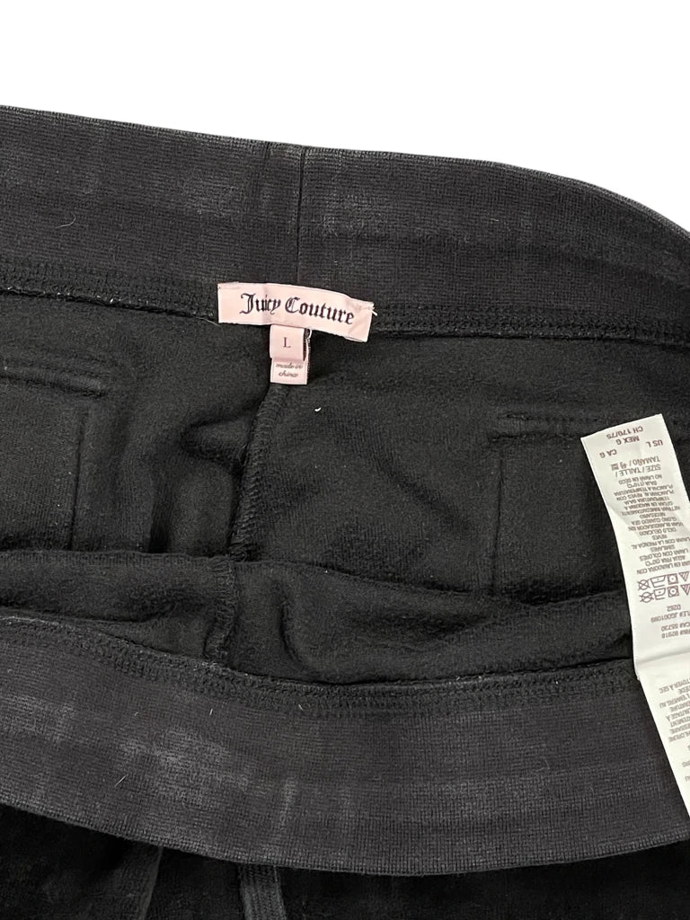 Black Velour Logo Pants (L)