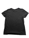 Vintage Black Y2K Graphic Tee with Distressed Red Print (M)