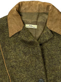 Vintage Green Wool-Blend Blazer with Suede Collar (L)