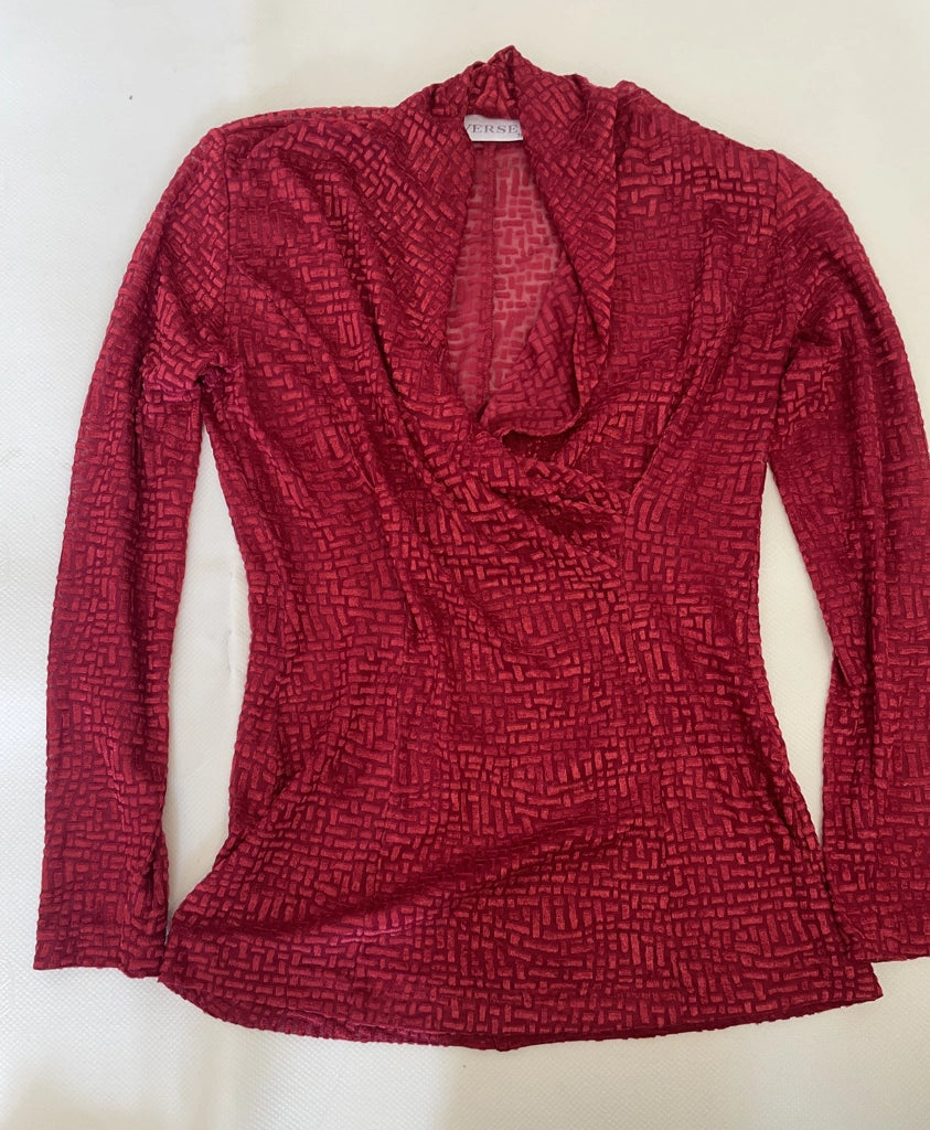Red Textured Wrap Longsleeve Top (L)