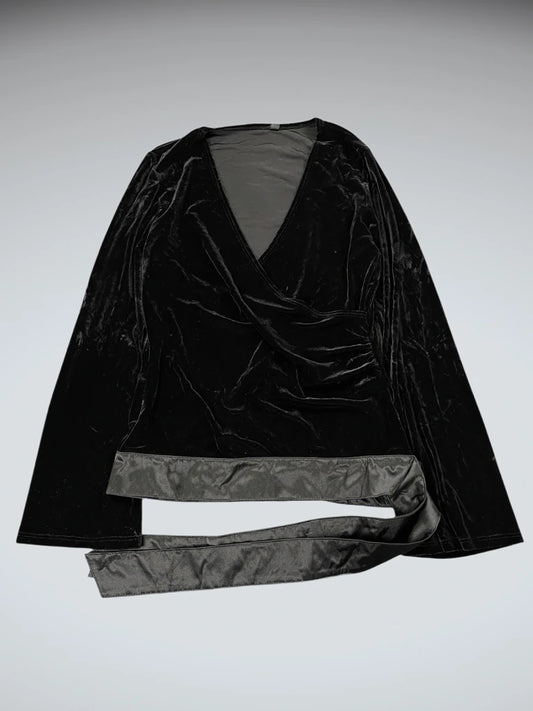 Black Velvet Wrap Top (L)
