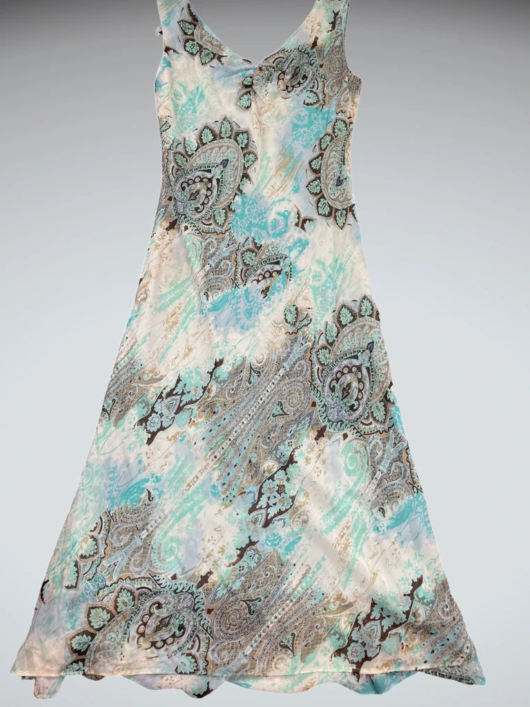 Turquoise Paisley Boho Maxi Dress (M)