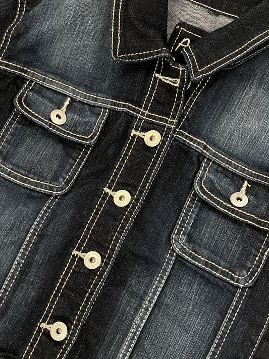 Anethyst Cropped Dark Wash Denim Jacket (M)