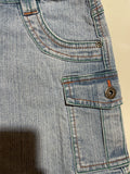Light Wash Cargo Denim Mini Skirt Multi-Stitch Detail Y2K (S)