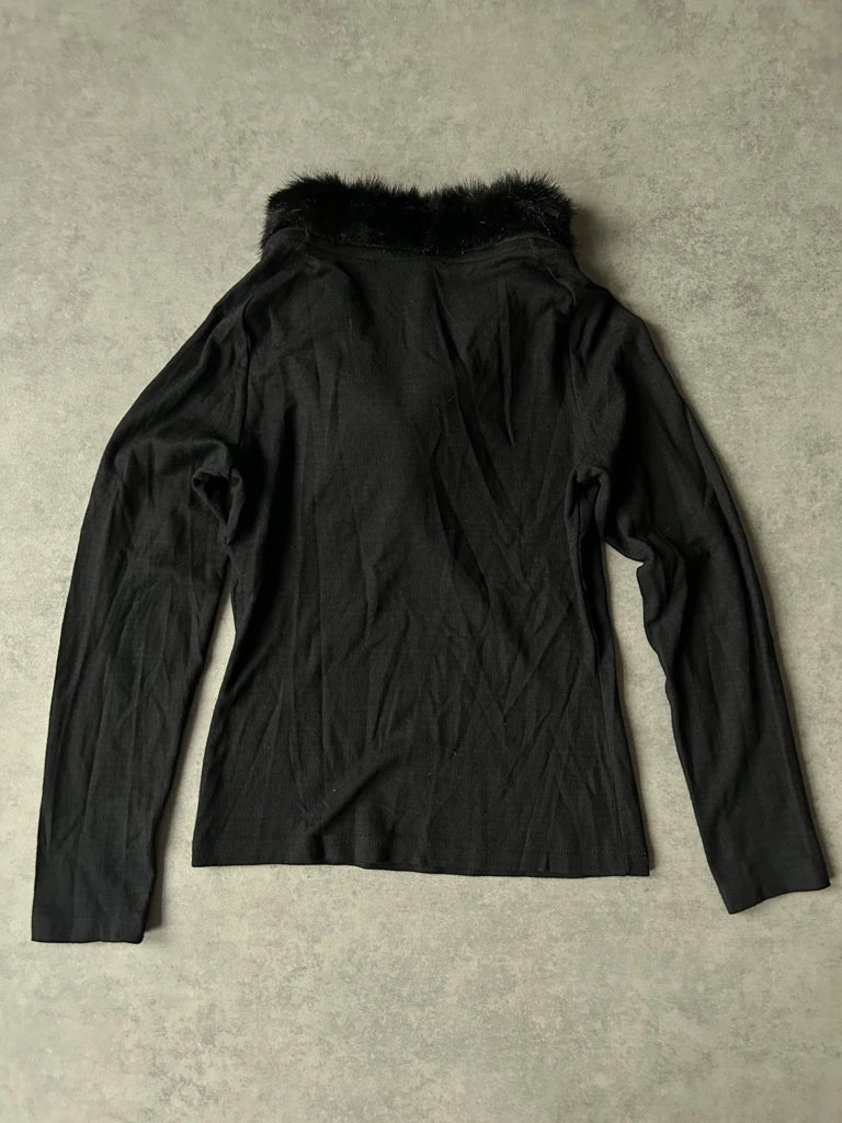 Y2K fur collar top