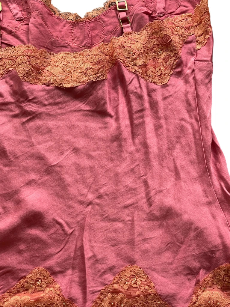 Vintage Satin Camisole in Pink Orange (XS)